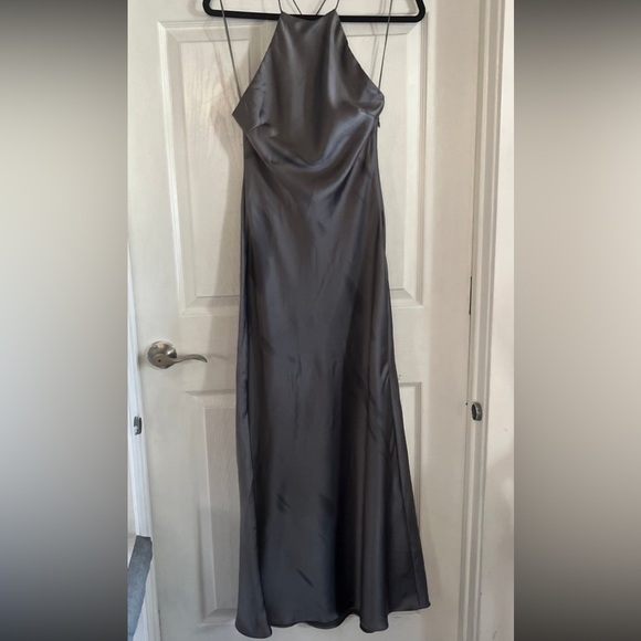 ZARA Midi Satin Slip Dress Grey charcoal - Picture 11 of 13